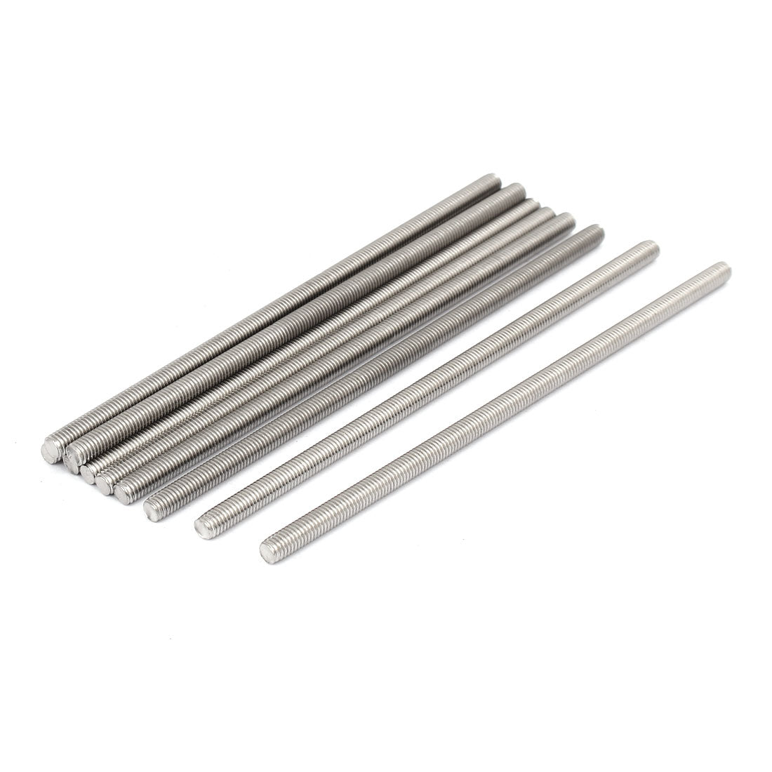 Harfington M5 x 130mm 304 Stainless Steel Fully Threaded Rod Bar Studs Silver Tone 10 Pcs