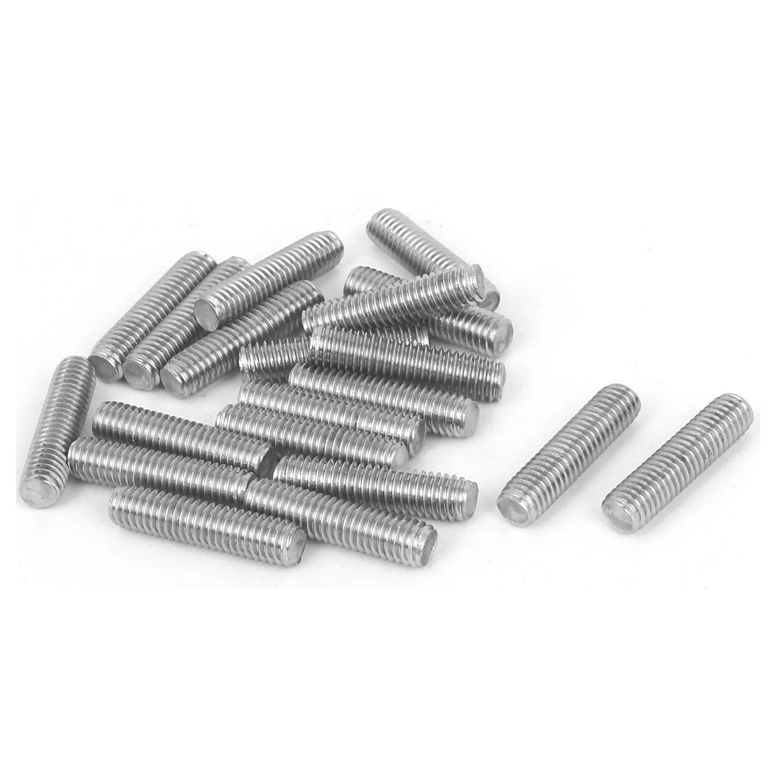 Harfington M6 x 25mm Fully Threaded 304 Stainless Steel Rod Bar Studs Silver Tone 20 Pcs