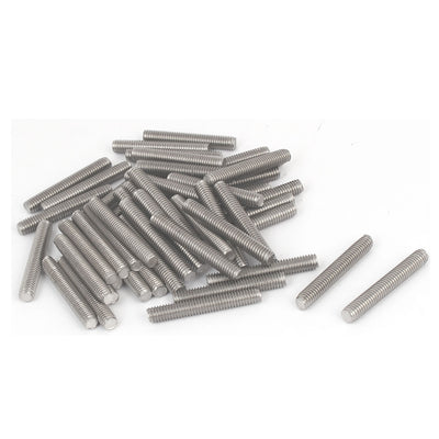 Harfington M6 x 40mm Male Thread 304 Stainless Steel Fully Threaded Rods Bar Studs 50 Pcs