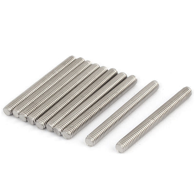 Harfington M6 x 55mm 304 Stainless Steel Fully Threaded Rod Bar Studs Silver Tone 10 Pcs