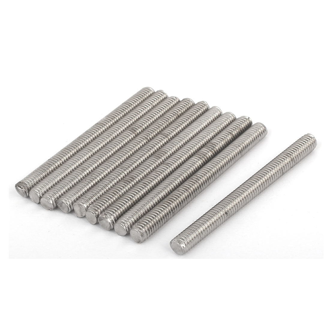 Harfington M6 x 65mm 304 Stainless Steel Fully Threaded  Rod Bar Studs Silver Tone 10 Pcs
