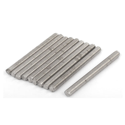Harfington M6 x 65mm 304 Stainless Steel Fully Threaded  Rod Bar Studs Silver Tone 10 Pcs
