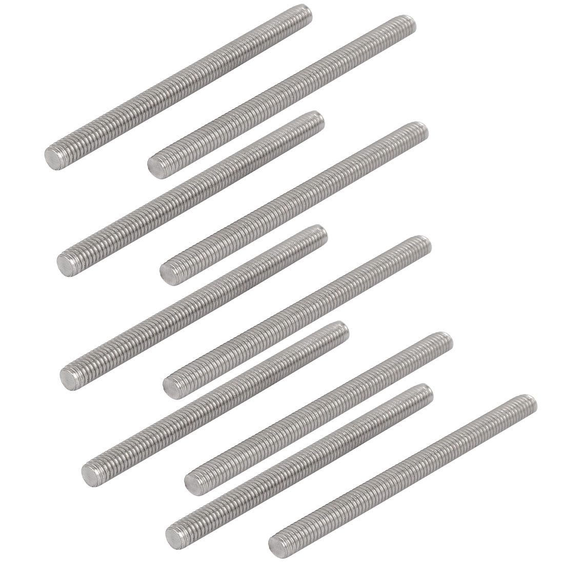 Harfington M6 x 80mm 304 Stainless Steel Fully Threaded Rod Bar Studs Silver Tone 10 Pcs