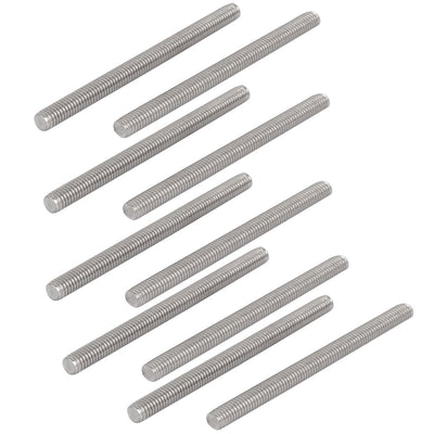 Harfington M6 x 80mm 304 Stainless Steel Fully Threaded Rod Bar Studs Silver Tone 10 Pcs
