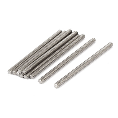 Harfington M6 x 100mm 304 Stainless Steel Fully Male Threaded Rod Bar Studs Fastener 10 Pcs