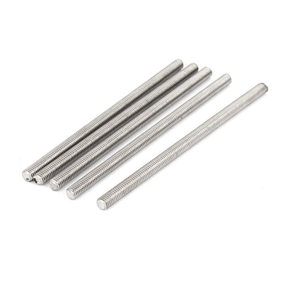 Harfington M6x120mm 304 Stainless Steel Fully Male Threaded Rod Bar Studs Silver Tone 5 Pcs