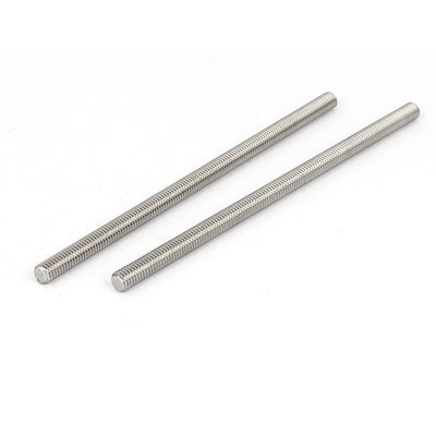 Harfington M6 x 130mm 304 Stainless Steel Fully Threaded Rod Bar Studs Silver Tone 5 Pcs