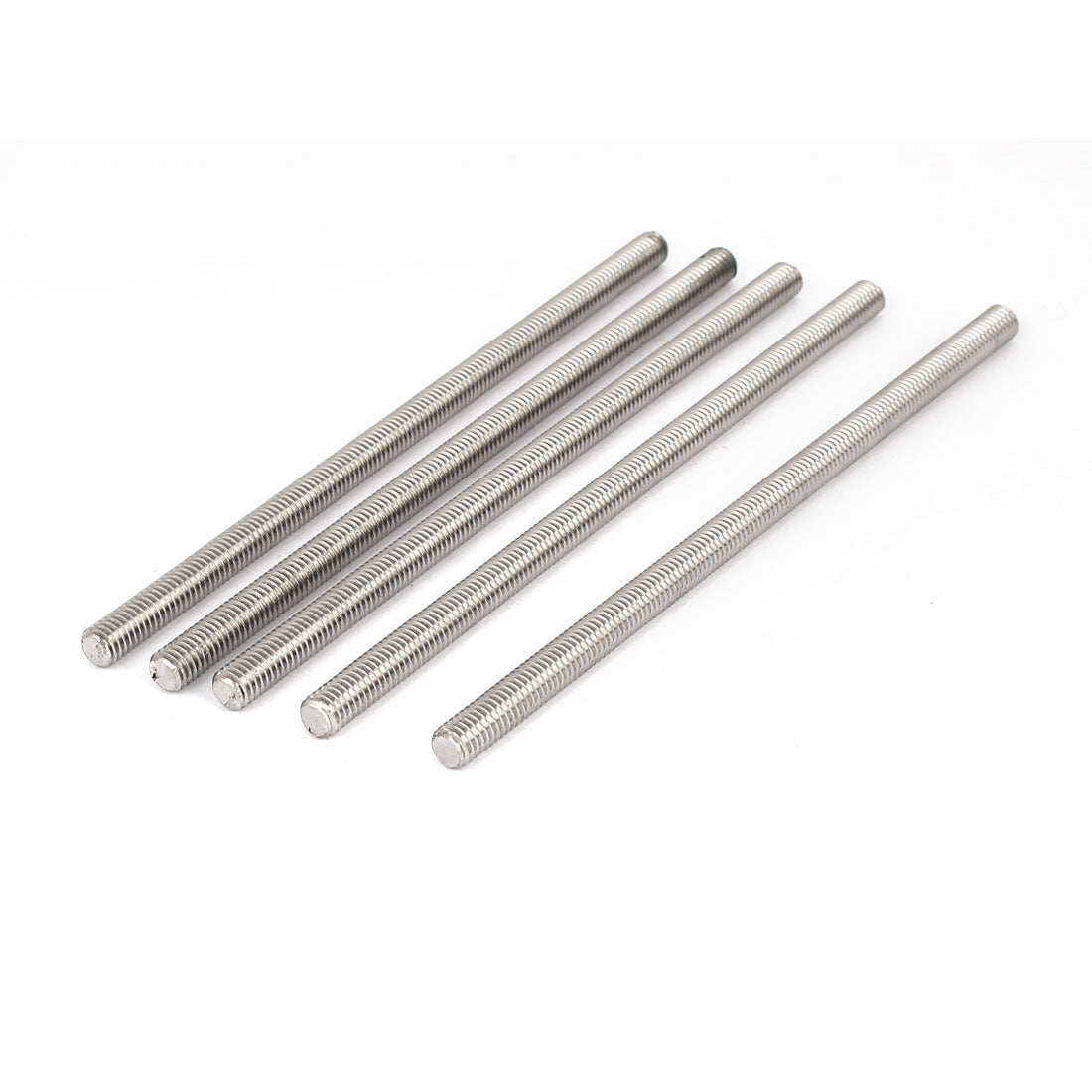 Harfington M6 x 130mm 304 Stainless Steel Fully Threaded Rod Bar Studs Silver Tone 5 Pcs
