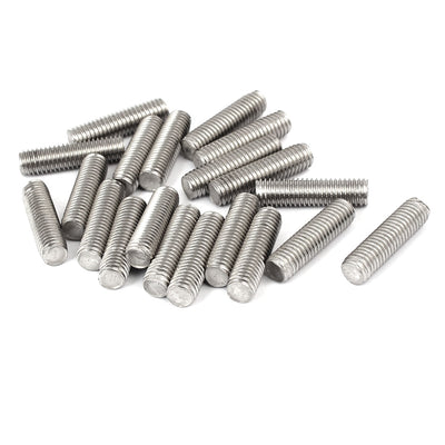 Harfington M8 x 30mm 1.25mm Pitch 304 Stainless Steel Fully Threaded Rods Fasteners 20 Pcs