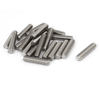 Harfington M8 x 35mm 1.25mm Pitch 304 Stainless Steel Fully Threaded Rod Silver Tone 20 Pcs