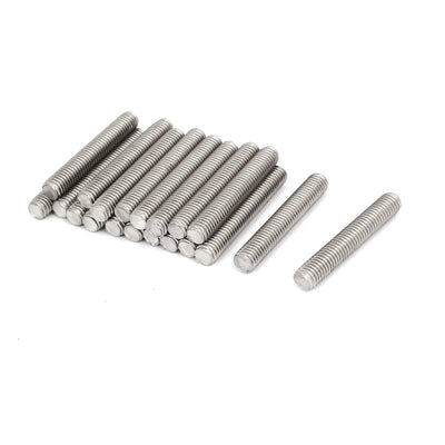 Harfington M8 x 50mm 1.25mm Pitch 304 Stainless Steel Fully Threaded Rods Fasteners 20 Pcs