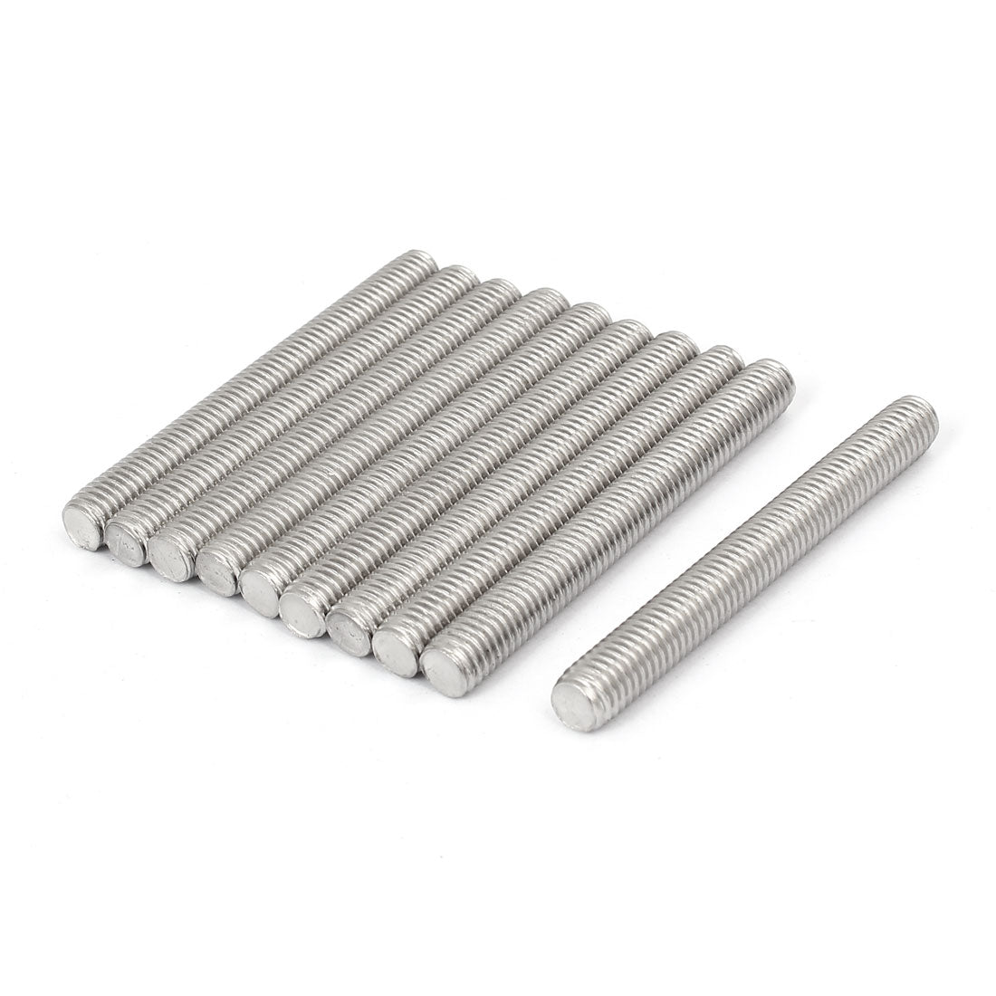 Harfington M8 x 70mm 1.25mm Pitch 304 Stainless Steel Fully Threaded Rods Bar Studs 10 Pcs
