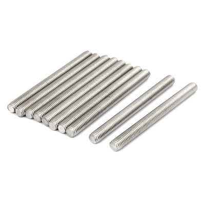 Harfington M8 x 90mm 304 Stainless Steel Fully Threaded Rods Fasteners Silver Tone 10 Pcs