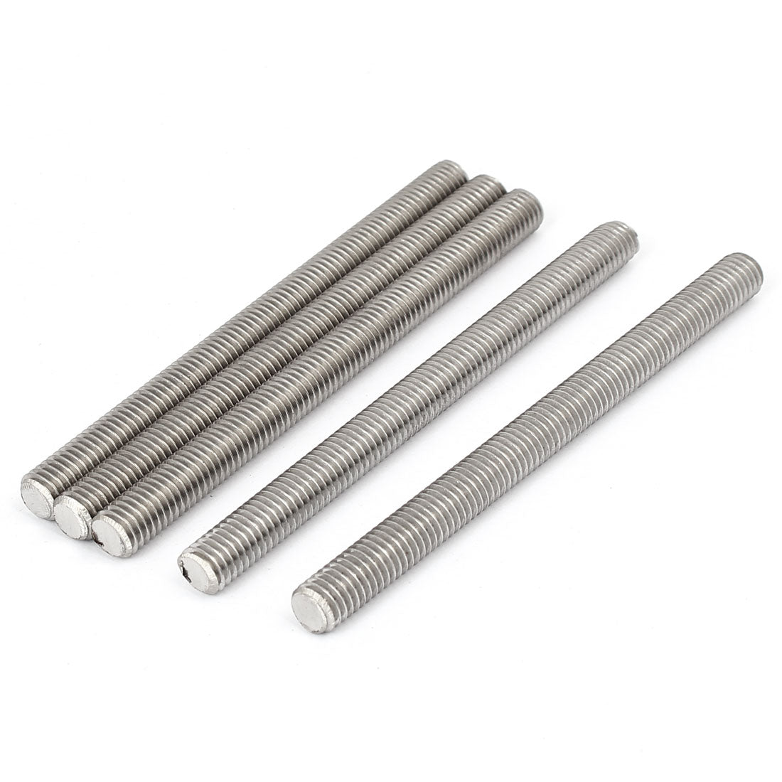 Harfington M8 x 100mm 304 Stainless Steel Fully Threaded Rods Fasteners Silver Tone 5 Pcs