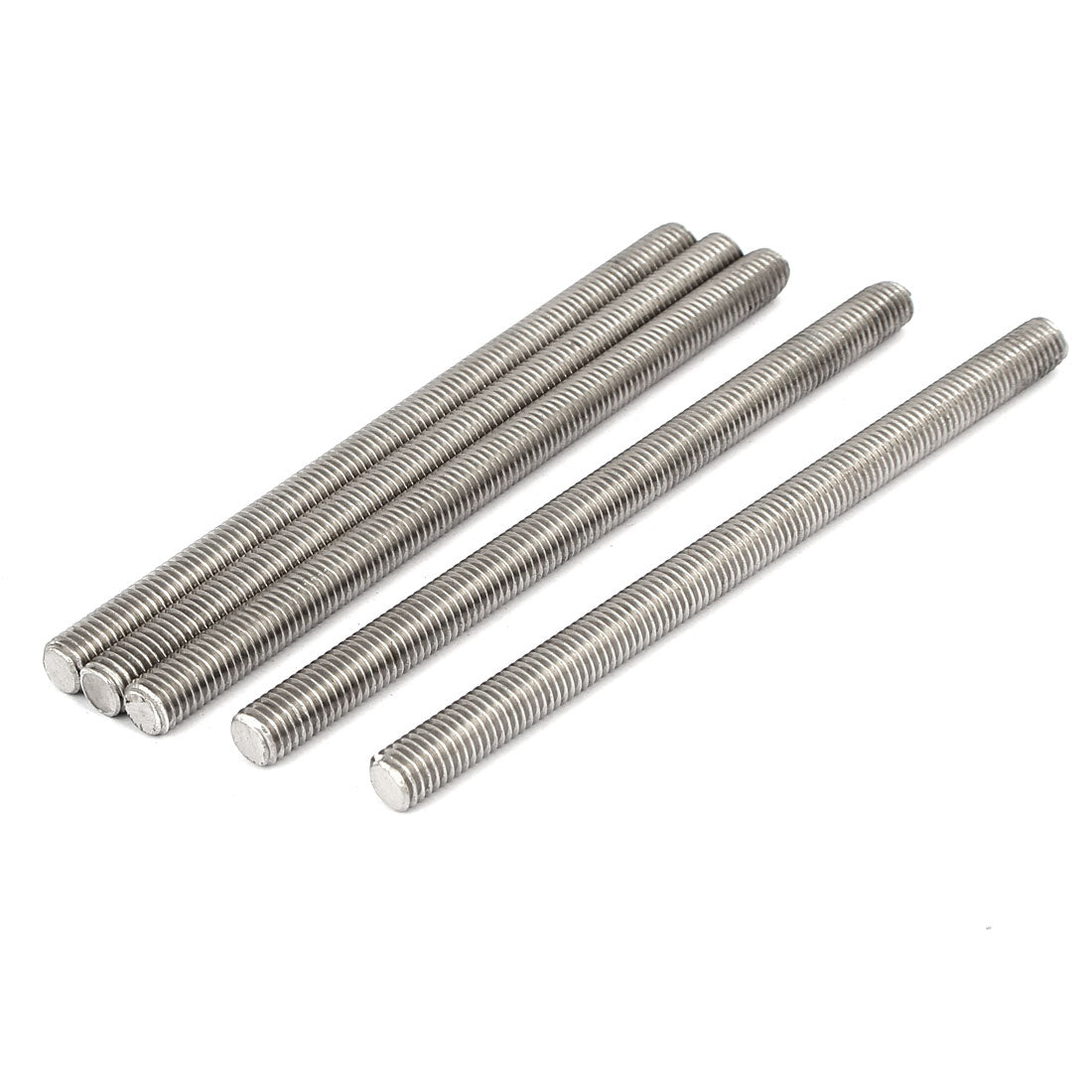 Harfington M8 x 130mm 304 Stainless Steel Fully Threaded Rods Fasteners Silver Tone 5 Pcs