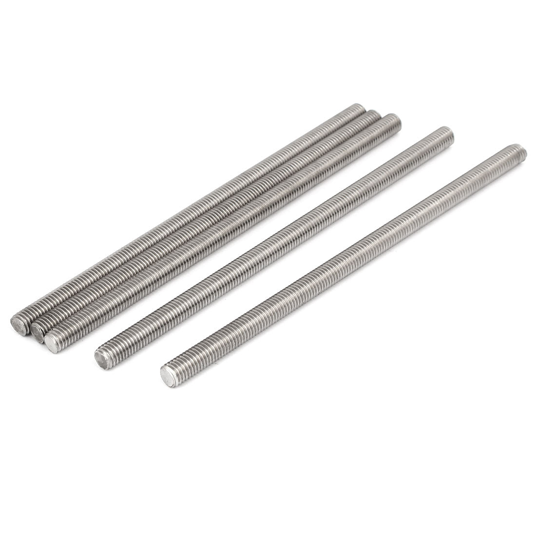 Harfington M8 x 170mm 304 Stainless Steel Fully Threaded Rods Fasteners Silver Tone 5 Pcs