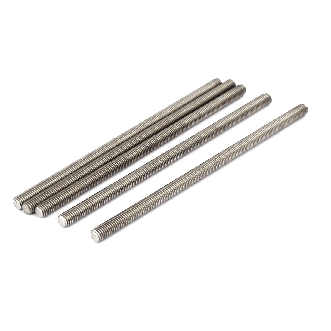 Harfington M8 x 180mm 304 Stainless Steel Fully Threaded Rods Fasteners Silver Tone 5 Pcs