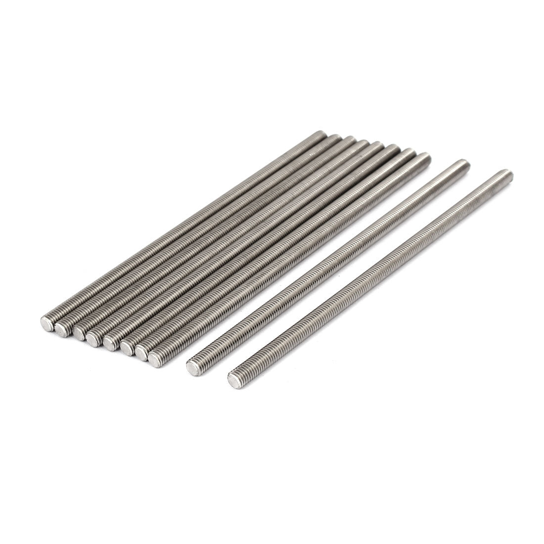 Harfington M8 x 200mm 1.25mm Pitch 304 Stainless Steel Fully Threaded Rods Fasteners 10 Pcs