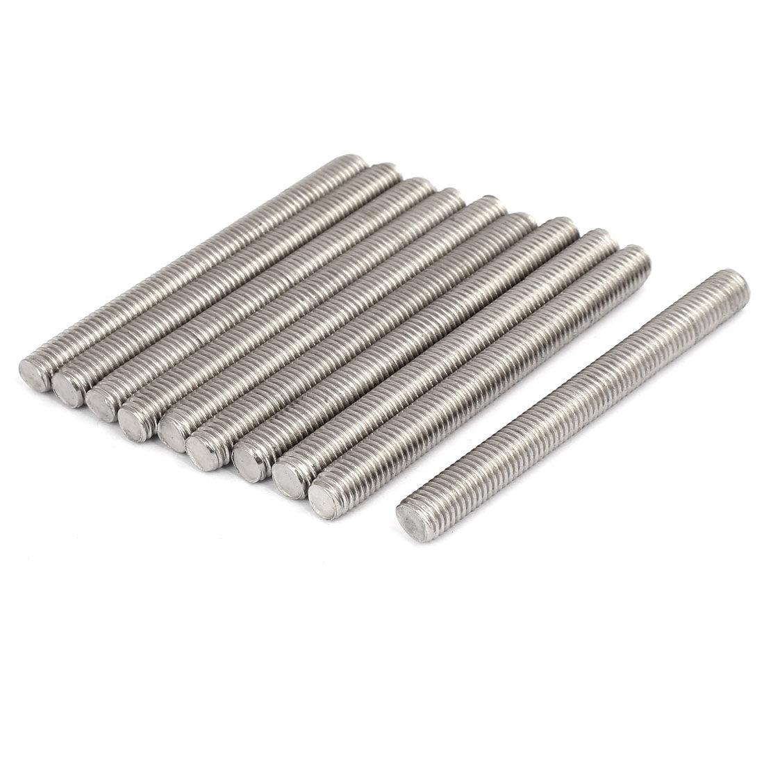 Harfington M10 x 100mm 304 Stainless Steel Fully Threaded Rods Bar Studs Silver Tone 10 Pcs
