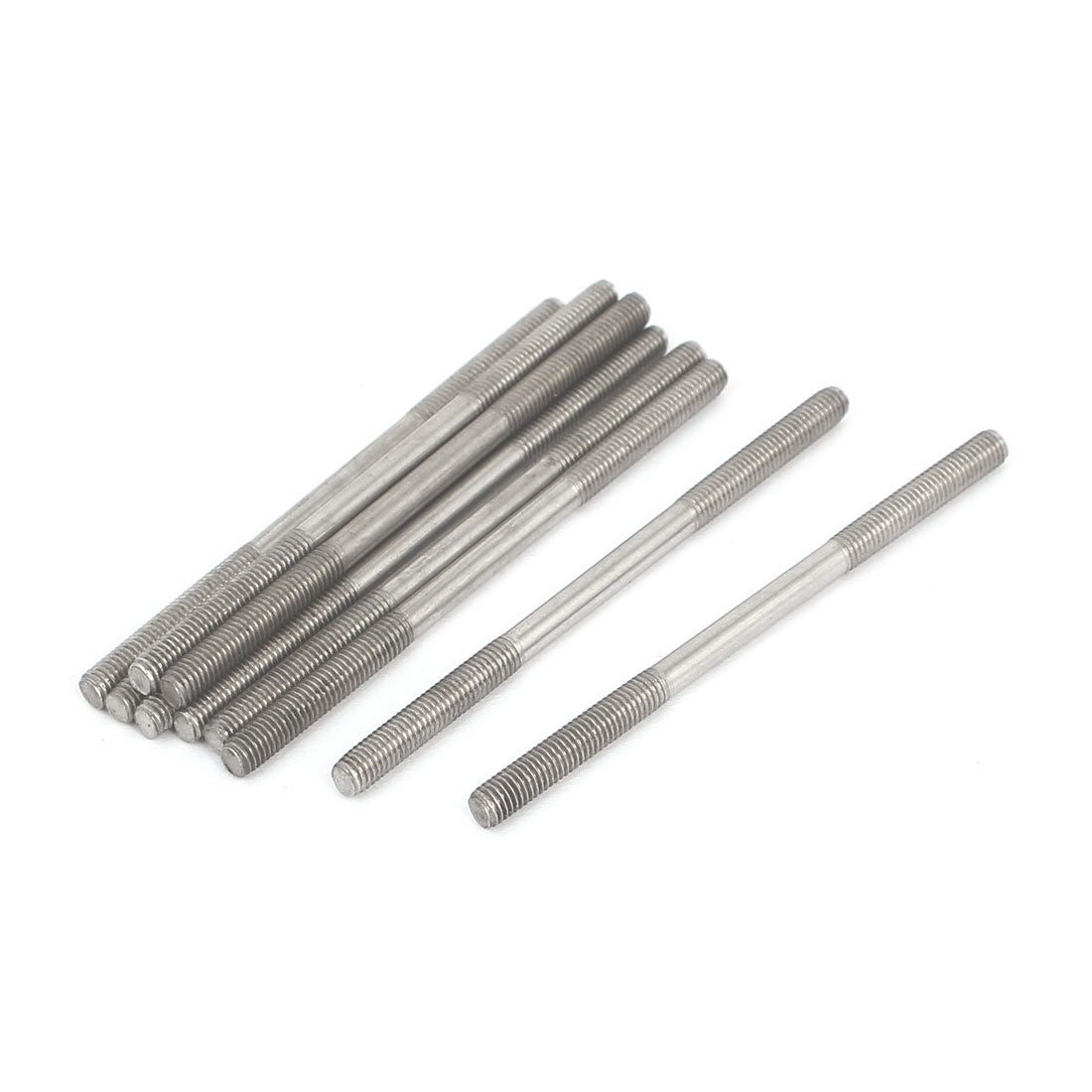 Harfington M3x55mm 304 Stainless Steel Double End Threaded Stud Screw Bolt 10pcs