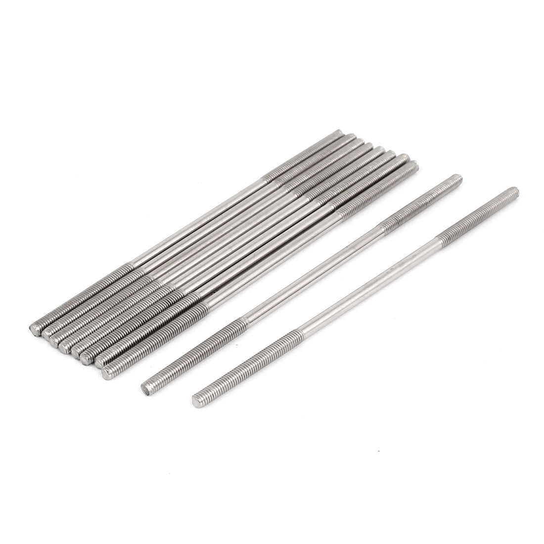 Harfington M3x90mm 304 Stainless Steel Double End Threaded Stud Screw Bolt 10pcs