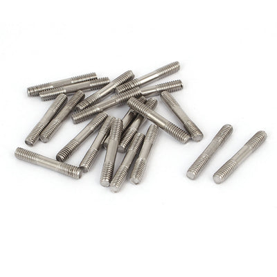 Harfington M4x25mm 304 Stainless Steel Double End Threaded Stud Screw Bolt 20pcs