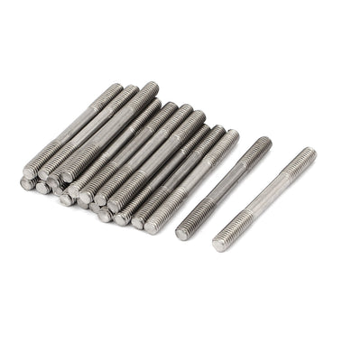 Harfington M5x50mm 304 Stainless Steel Double End Threaded Stud Screw Bolt 20pcs