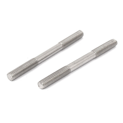 Harfington M5x60mm 304 Stainless Steel Double End Threaded Stud Screw Bolt 10pcs