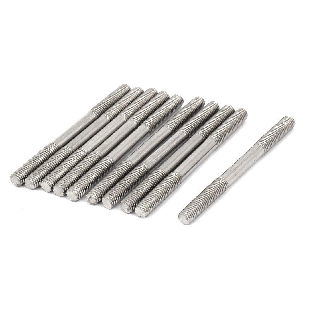 Harfington M5x60mm 304 Stainless Steel Double End Threaded Stud Screw Bolt 10pcs