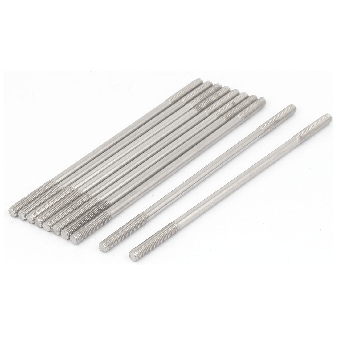 Harfington M5x130mm 304 Stainless Steel Double End Threaded Stud Screw Bolt 10pcs