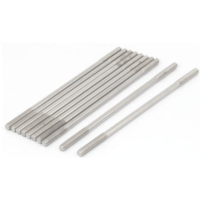 Harfington M5x130mm 304 Stainless Steel Double End Threaded Stud Screw Bolt 10pcs