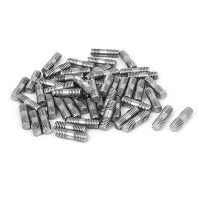 Harfington M6x20mm 304 Stainless Steel Double End Threaded Stud Screw Bolt 50pcs