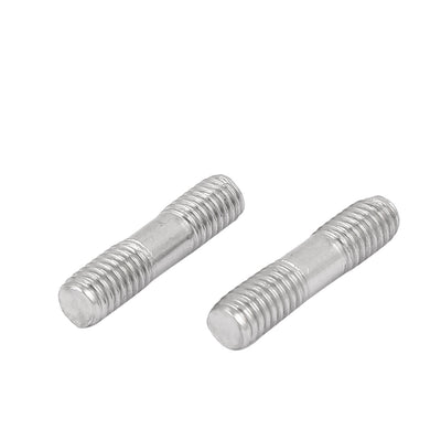 Harfington M6x25mm 304 Stainless Steel Double End Threaded Stud Screw Bolt 20pcs