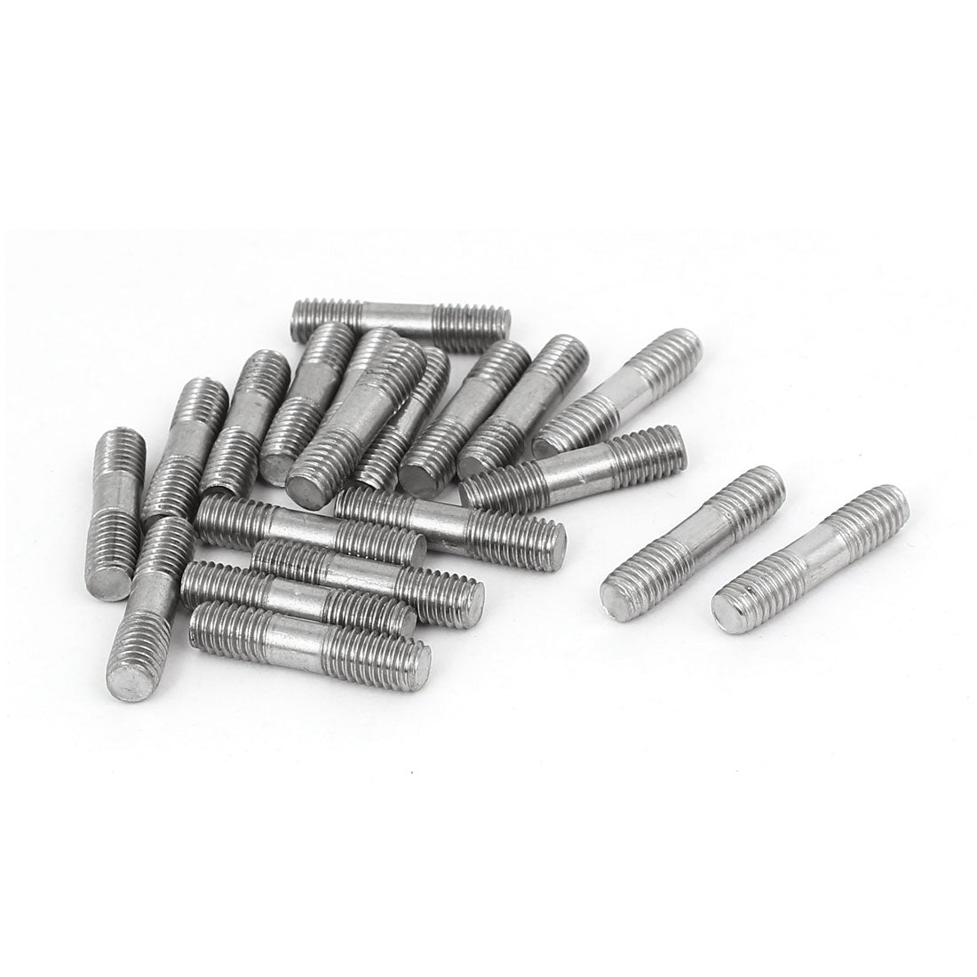 Harfington M6x25mm 304 Stainless Steel Double End Threaded Stud Screw Bolt 20pcs