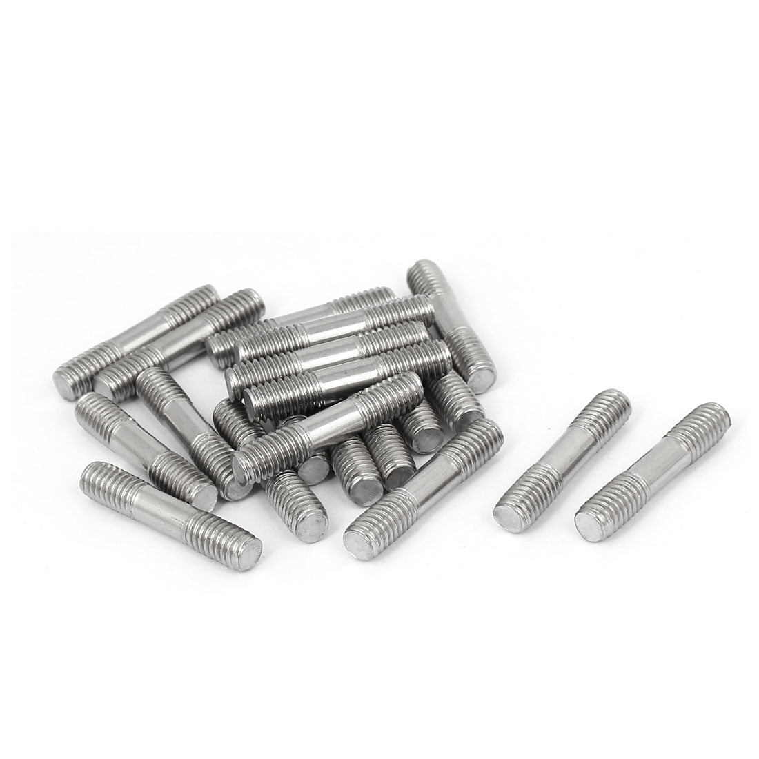 Harfington M6x30mm 304 Stainless Steel Double End Threaded Stud Screw Bolt 20pcs