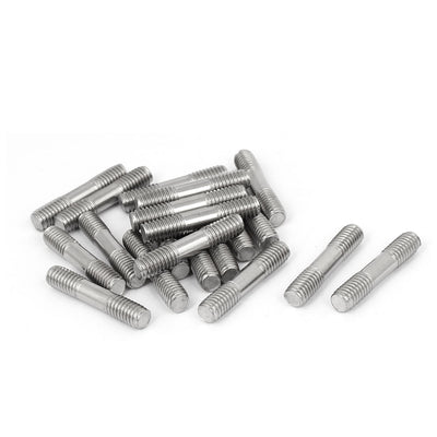 Harfington M6x30mm 304 Stainless Steel Double End Threaded Stud Screw Bolt 20pcs