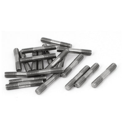 Harfington M6x35mm 304 Stainless Steel Double End Threaded Stud Screw Bolt 20pcs