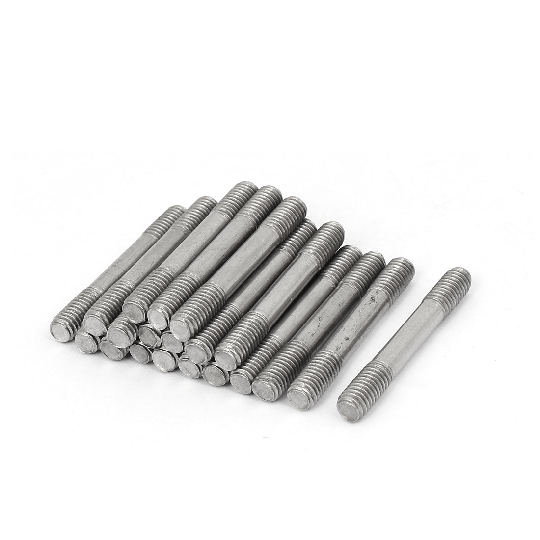 Harfington M6x45mm 304 Stainless Steel Double End Threaded Stud Screw Bolt 20pcs