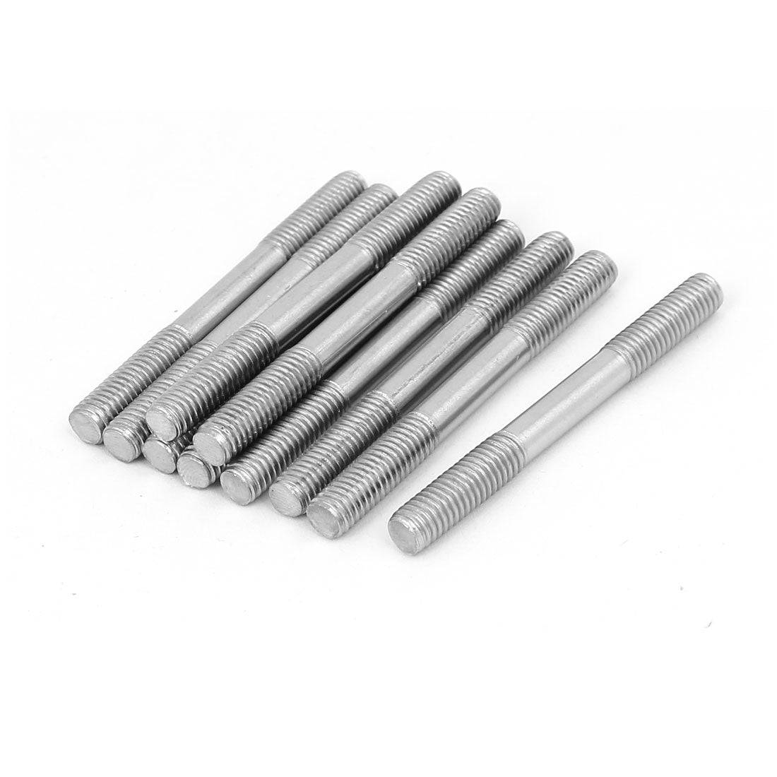 Harfington M6x60mm 304 Stainless Steel Double End Threaded Stud Screw Bolt 10pcs