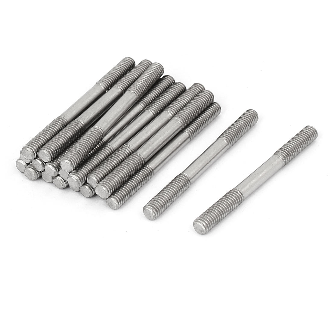 Harfington M6x65mm 304 Stainless Steel Double End Threaded Stud Screw Bolt 20pcs