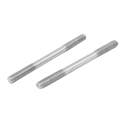 Harfington M6x80mm 304 Stainless Steel Double End Threaded Stud Screw Bolt 10pcs