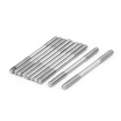 Harfington M6x80mm 304 Stainless Steel Double End Threaded Stud Screw Bolt 10pcs