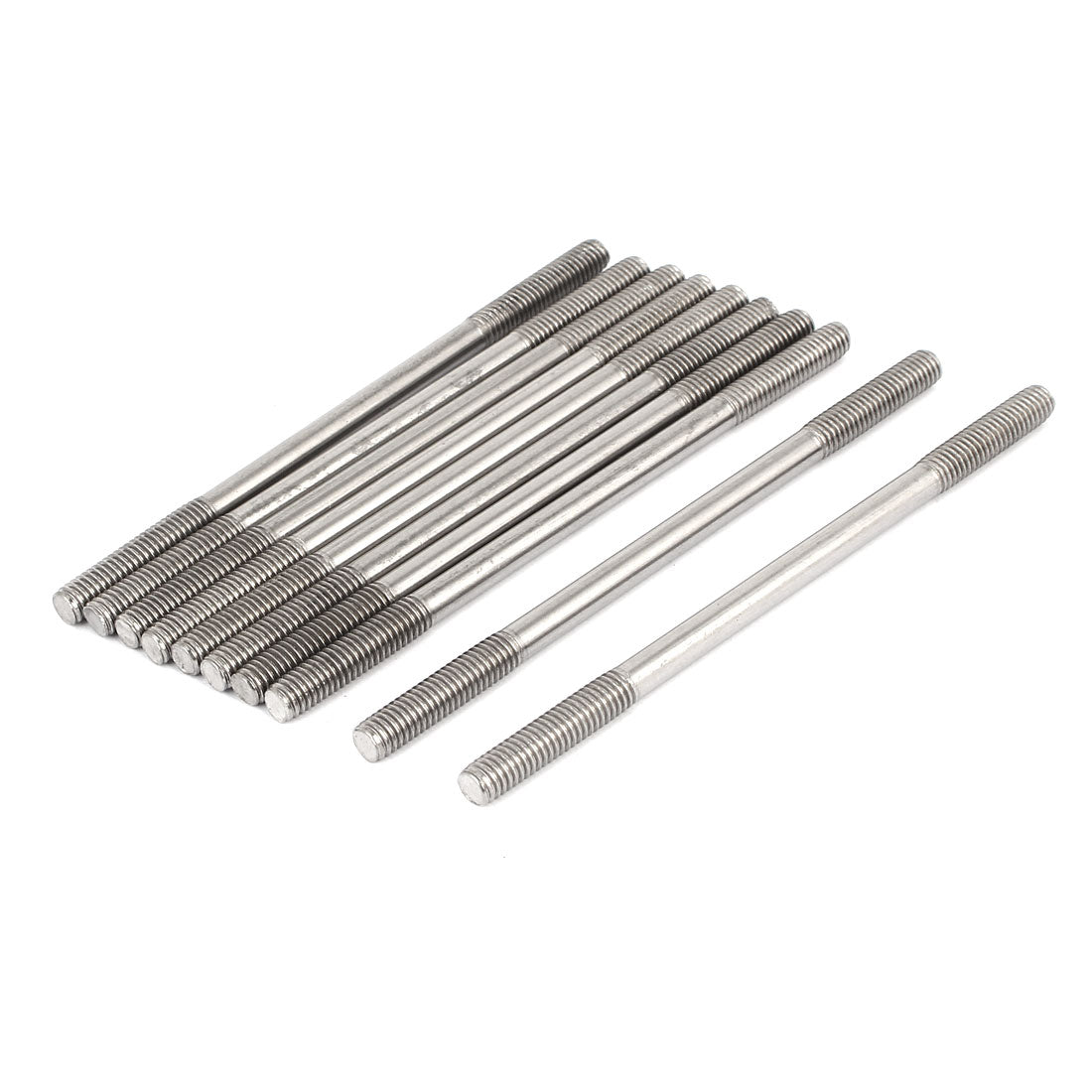 Harfington M6x110mm 304 Stainless Steel Double End Threaded Stud Screw Bolt 10pcs