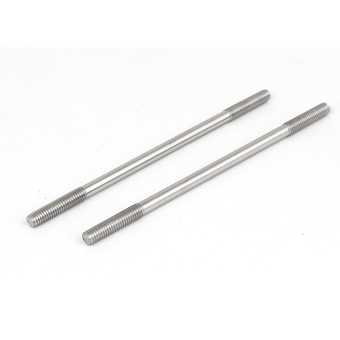 Harfington M6x130mm 304 Stainless Steel Double End Threaded Stud Screw Bolt 5pcs