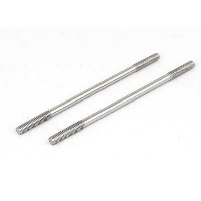 Harfington M6x130mm 304 Stainless Steel Double End Threaded Stud Screw Bolt 5pcs