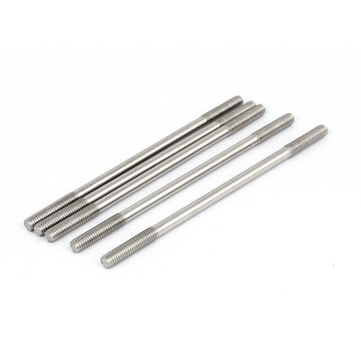 Harfington M6x130mm 304 Stainless Steel Double End Threaded Stud Screw Bolt 5pcs