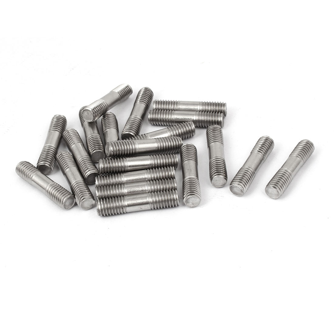 Harfington M8x35mm 304 Stainless Steel Double End Thread Stud Teeth Rod Silver Tone 20pcs