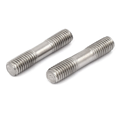 Harfington M8x40mm 304 Stainless Steel Double End Thread Stud Teeth Rod Silver Tone 20pcs
