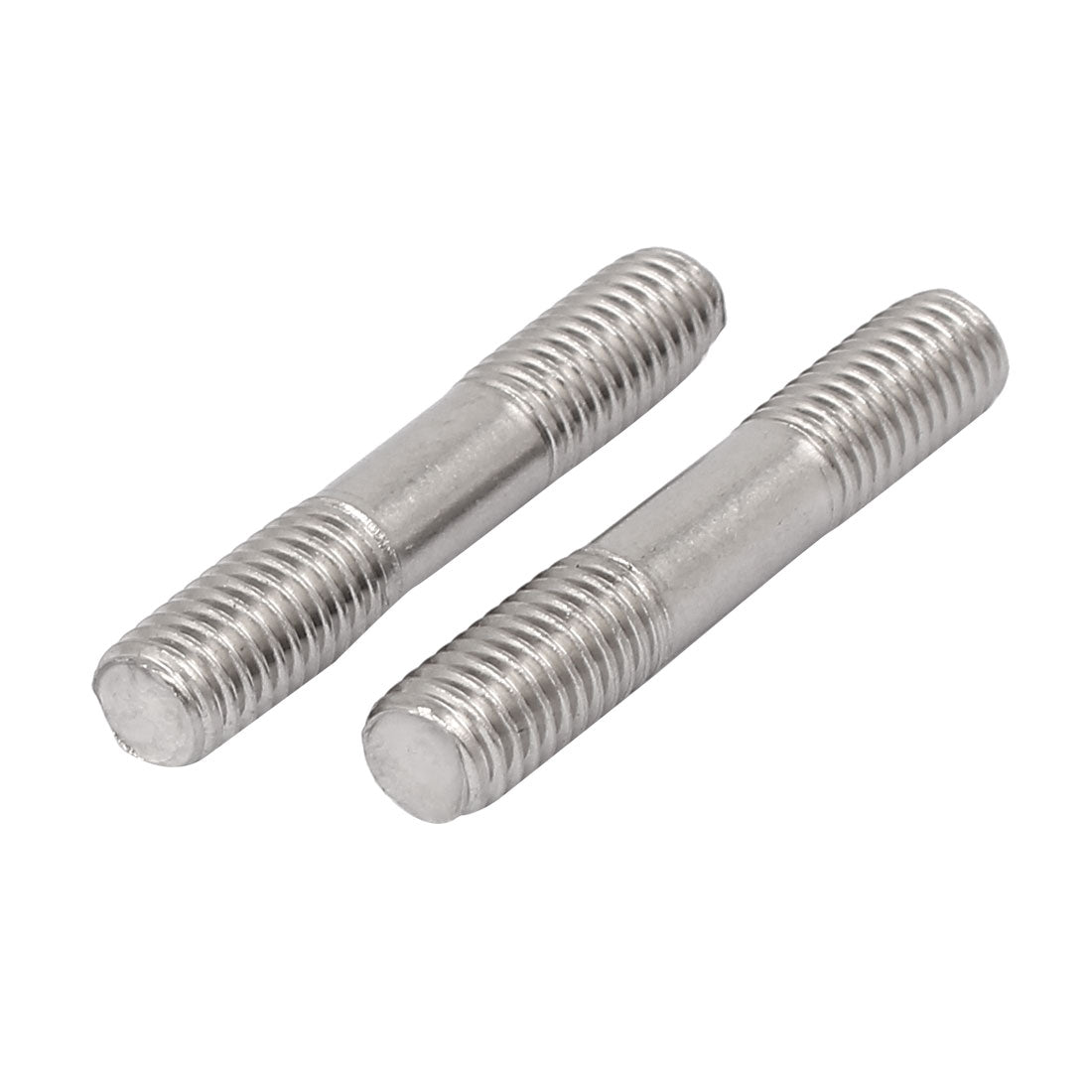 Harfington M8x45mm 304 Stainless Steel Double End Thread Stud Teeth Rod Silver Tone 50pcs