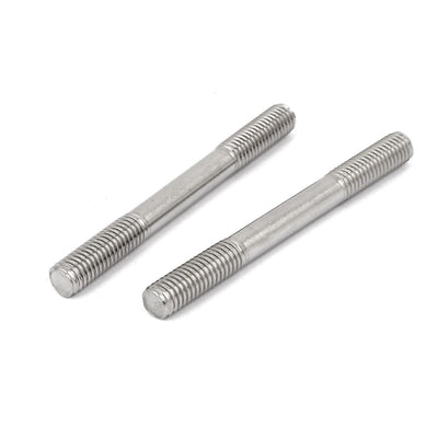 Harfington M8 x 80mm Tight Adjustable Push Rod Double End Thread Stud Silver Tone 10pcs